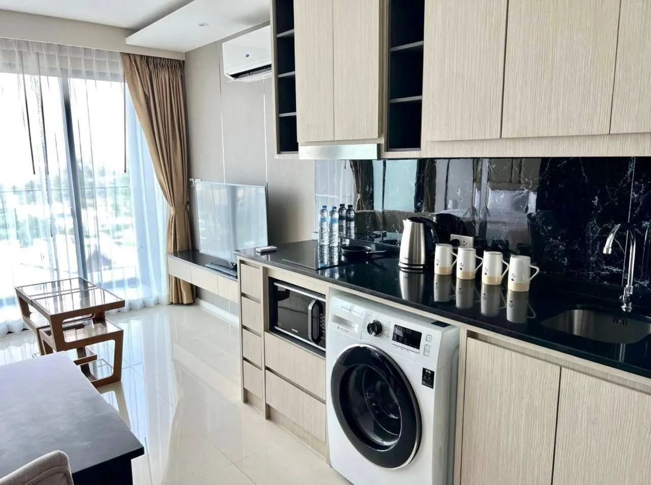 Fully equipped kitchen in an apartment